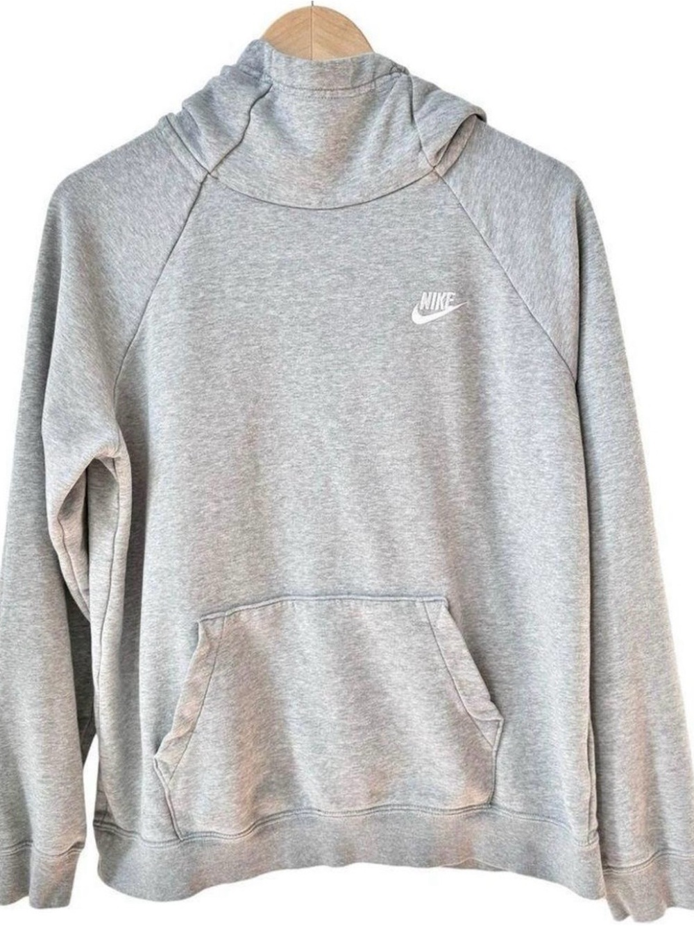 Nike Essential Long Sleeve Funnel Neck Gray Pullover Fleece Hoodie Sweatshirt, M
